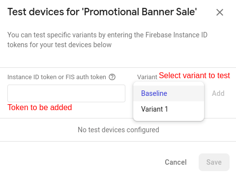 Firebase A/B test experiment testing on device