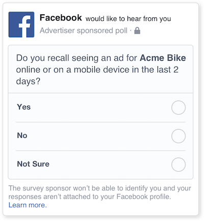 Example of Brand Lift Survey Questionnaire on FB-Ads Example of Brand Lift Survey Questionnaire on FB-Ads